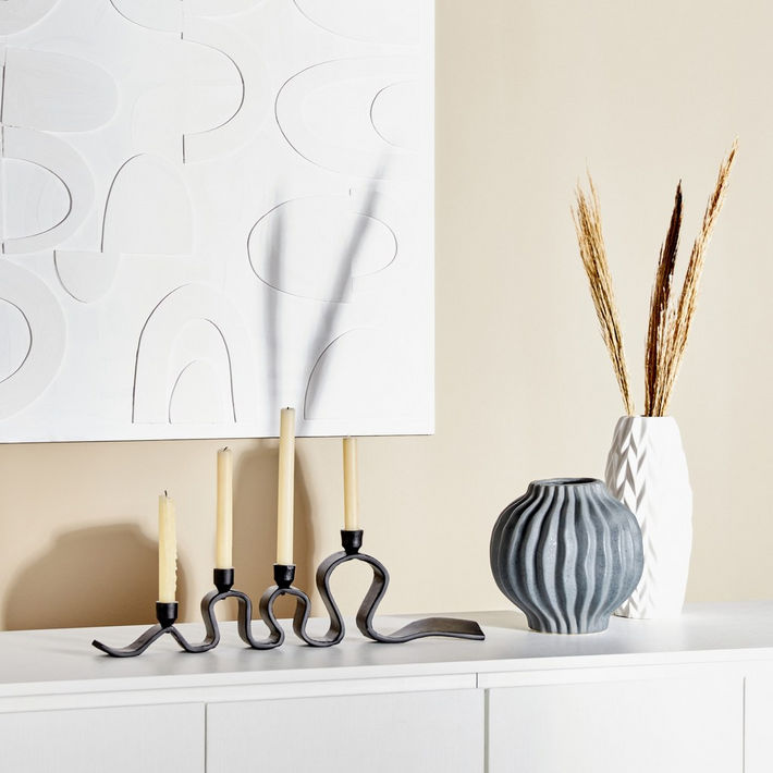 Charcoal Curvy 4-Taper Candleholder