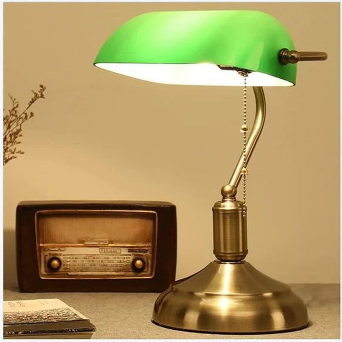 HomeKode Vintage Banker Metal Table Lamp - 36 cm