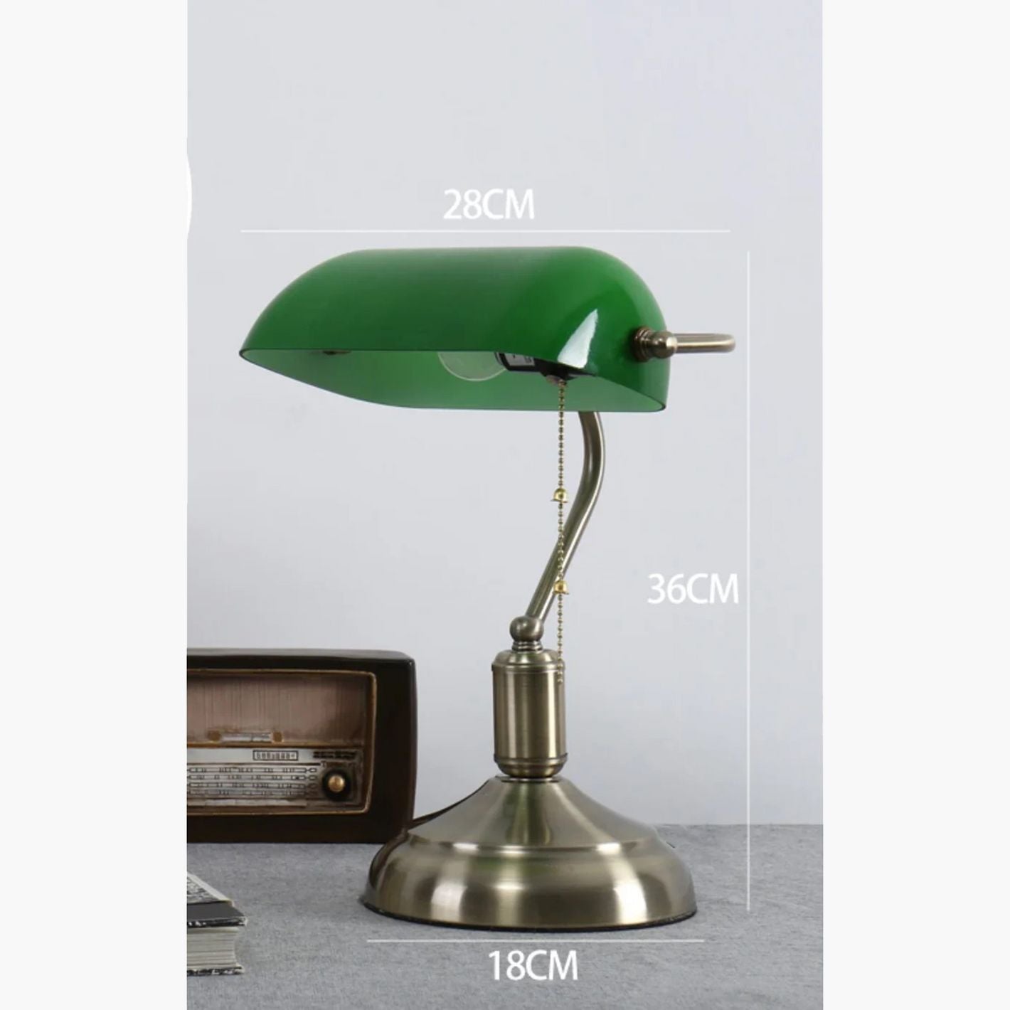 HomeKode Vintage Banker Metal Table Lamp - 36 cm