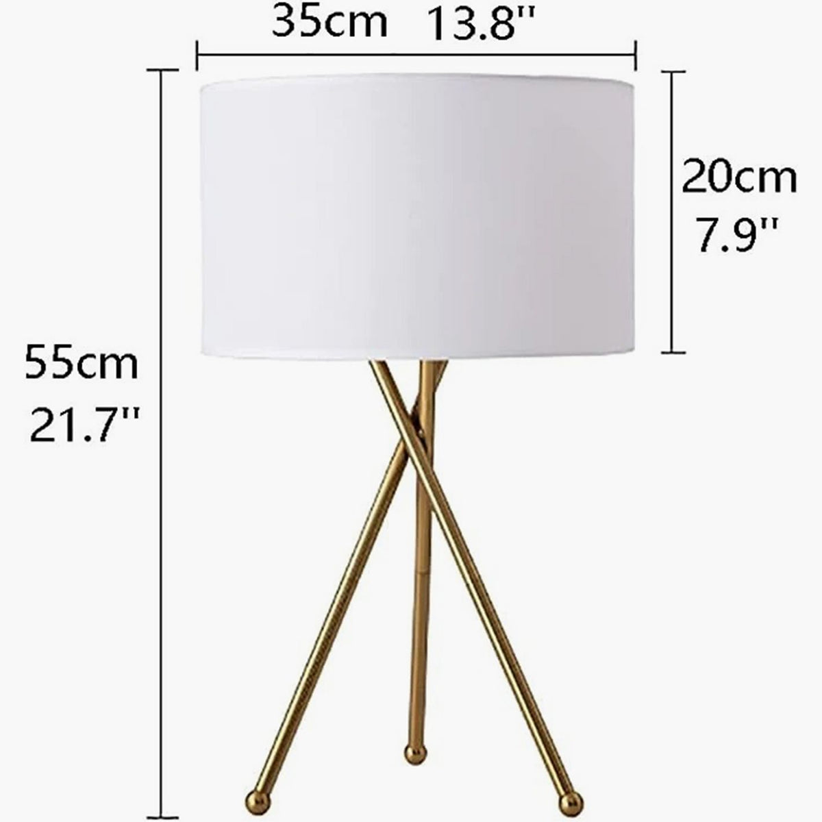 HomeKode Mid-Century Metal Tripod Table Lamp - 55 cm