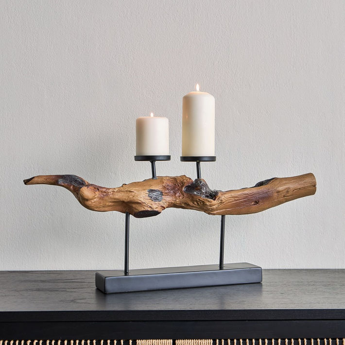Heritage Raised Branch Pillar Candleholder