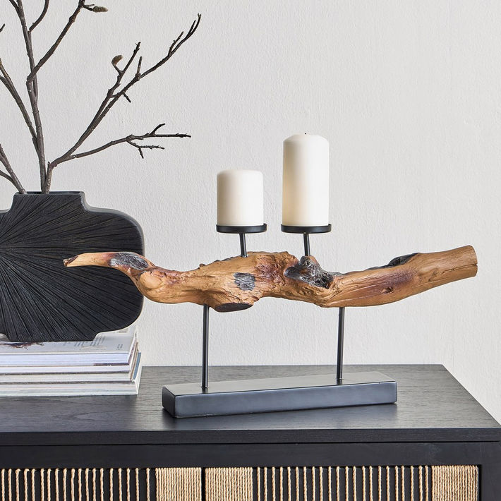 Heritage Raised Branch Pillar Candleholder