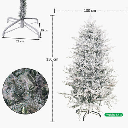 Lifelike Snow-Flocked Christmas Tree with Sturdy Metal Stand - 150 cm