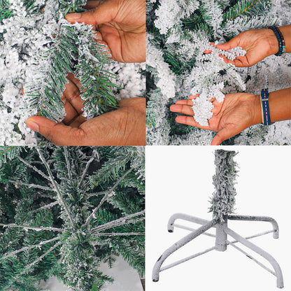 Snow-Flocked Christmas Tree with Sturdy Metal Stand - 150 cm