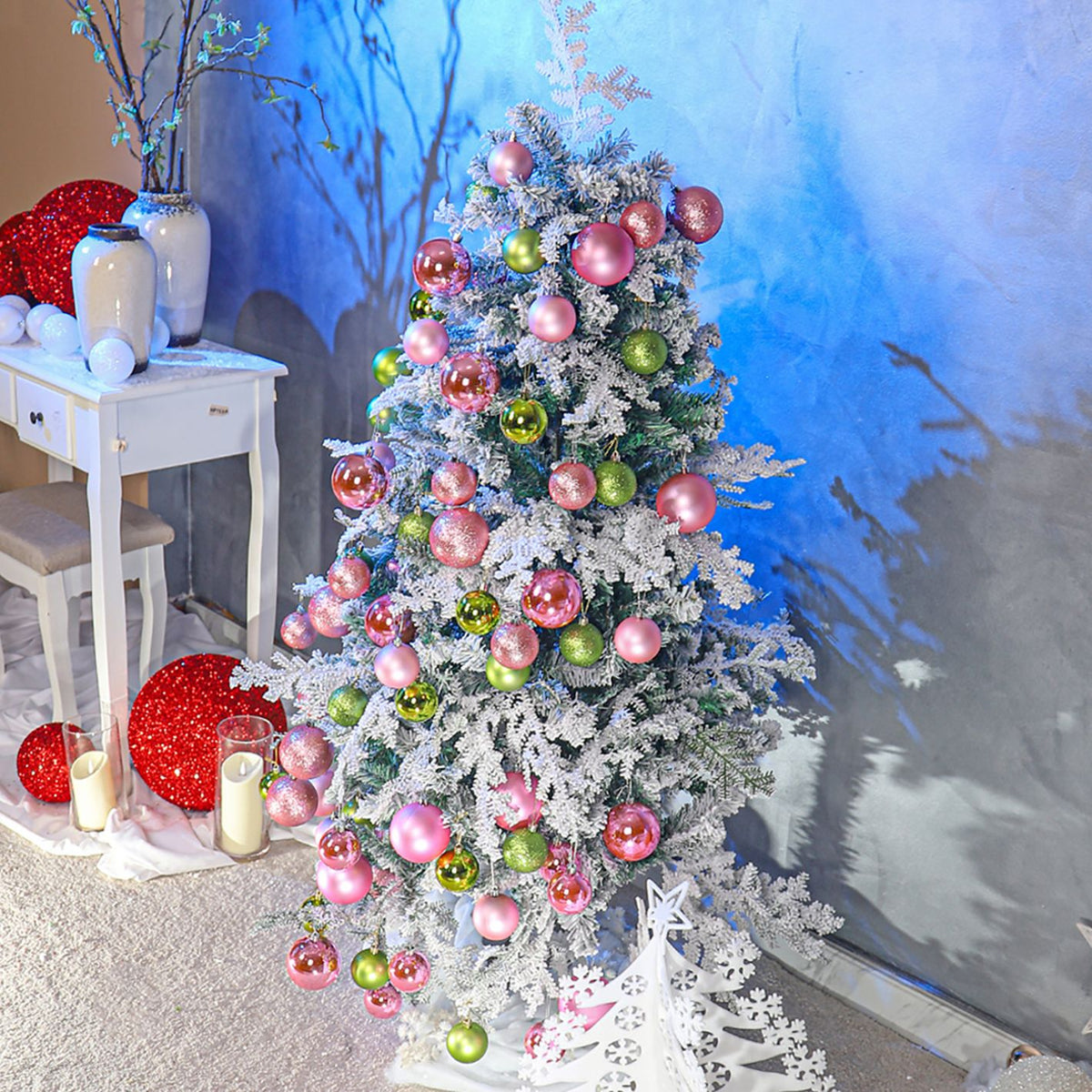 Snow-Flocked Christmas Tree with Sturdy Metal Stand - 150 cm