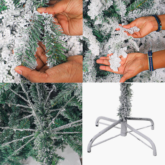 Snow-Flocked Christmas Tree with Sturdy Metal Stand - 190 cm