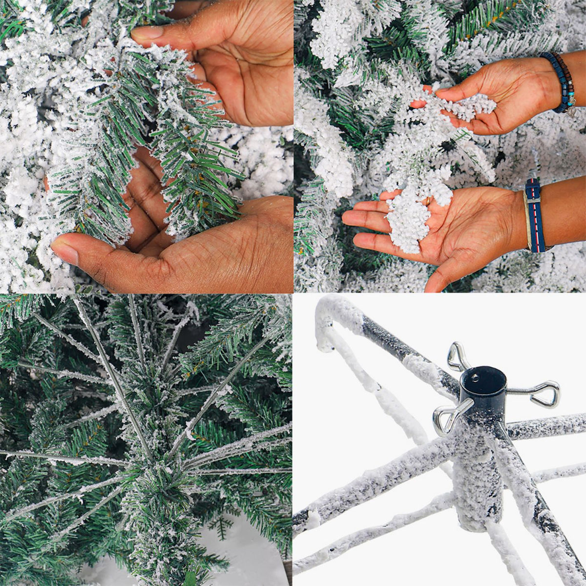 Snow-Flocked Christmas Tree with Sturdy Metal Stand - 210 cm