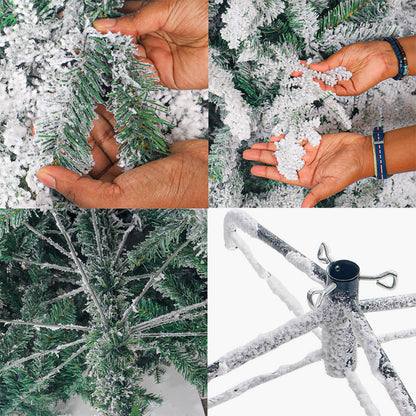 Snow-Flocked Christmas Tree with Sturdy Metal Stand - 210 cm