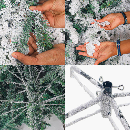 Snow-Flocked Christmas Tree with Sturdy Metal Stand - 210 cm
