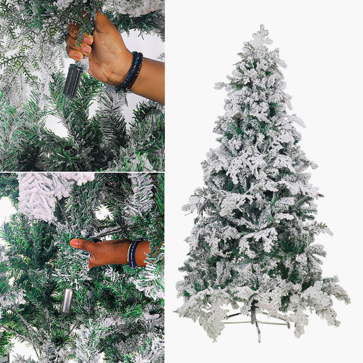 Snow-Flocked Christmas Tree with Sturdy Metal Stand - 210 cm