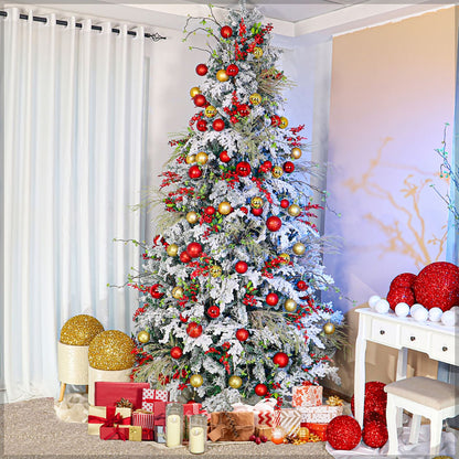 Snow-Flocked Christmas Tree with Sturdy Metal Stand - 270 cm