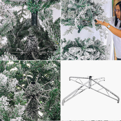 Snow-Flocked Christmas Tree with Sturdy Metal Stand - 270 cm