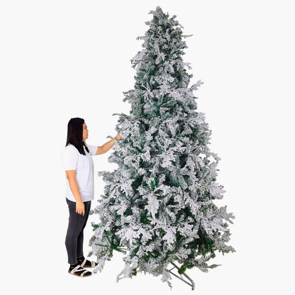 Snow-Flocked Christmas Tree with Sturdy Metal Stand - 270 cm