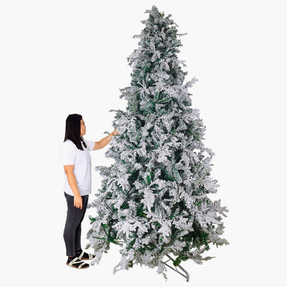 Snow-Flocked Christmas Tree with Sturdy Metal Stand - 300 cm