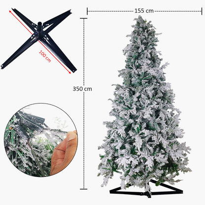 Snow-Flocked Christmas Tree with Sturdy Metal Stand - 350 cm