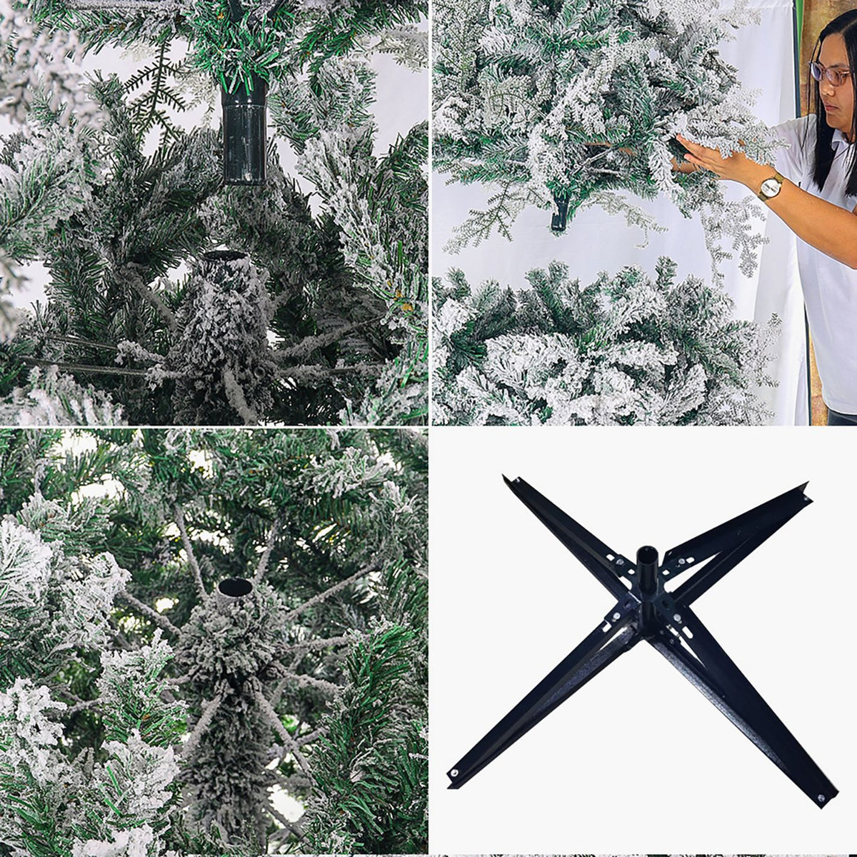 Snow-Flocked Christmas Tree with Sturdy Metal Stand - 350 cm