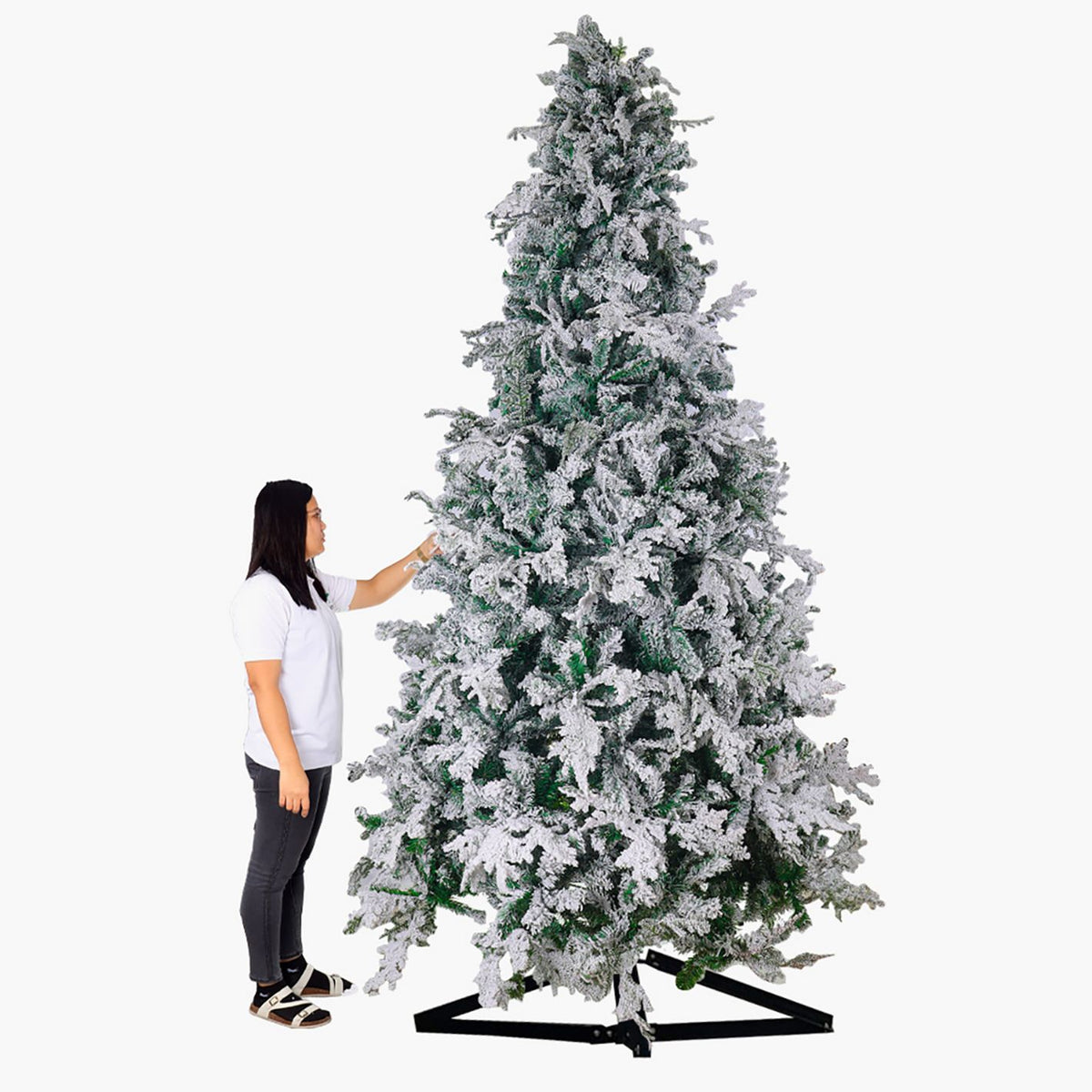 Snow-Flocked Christmas Tree with Sturdy Metal Stand - 350 cm
