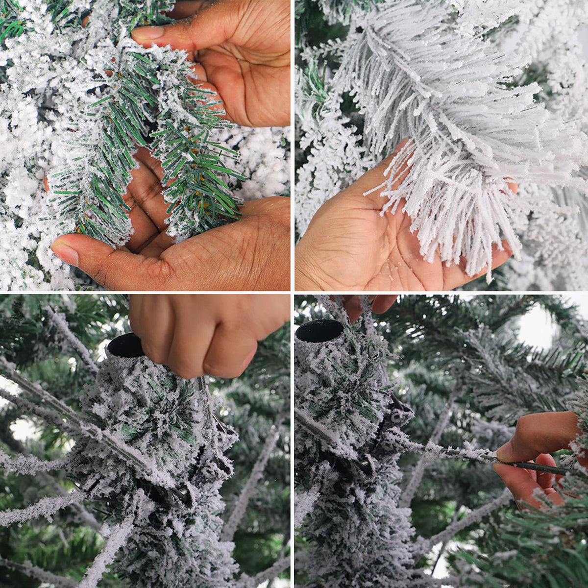 Snow-Flocked Christmas Tree with Sturdy Metal Stand - 240 cm