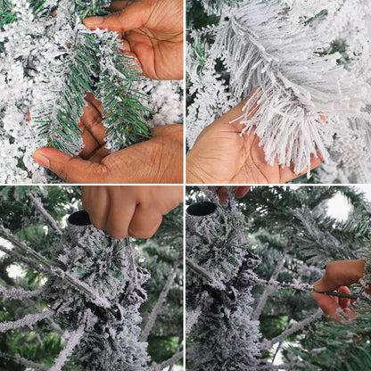 Snow-Flocked Christmas Tree with Sturdy Metal Stand - 240 cm