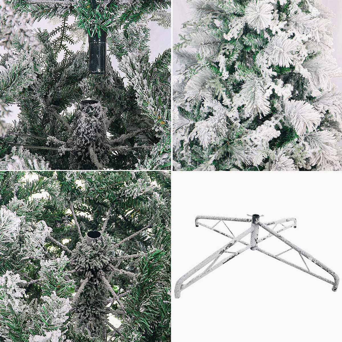 Snow-Flocked Christmas Tree with Sturdy Metal Stand - 240 cm