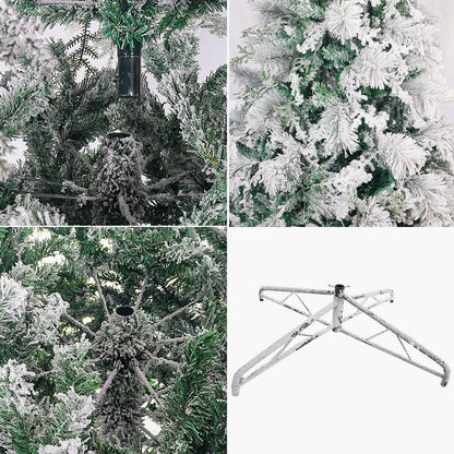 Snow-Flocked Christmas Tree with Sturdy Metal Stand - 240 cm