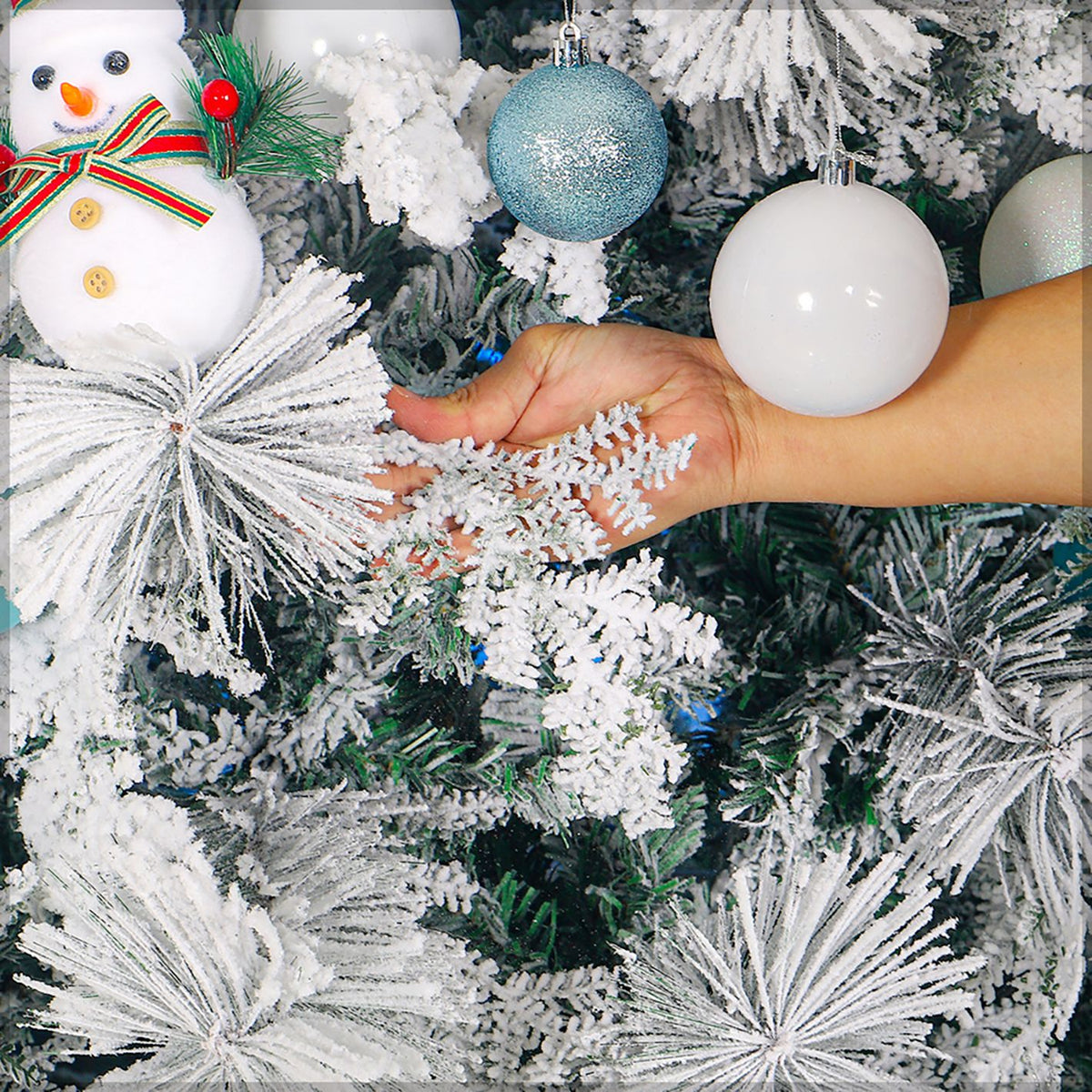 Snow-Flocked Christmas Tree with Sturdy Metal Stand - 240 cm