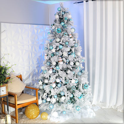 Snow-Flocked Christmas Tree with Sturdy Metal Stand - 240 cm