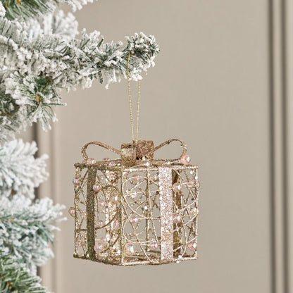 Beaded Gift Bag Hanging Tree Ornament - 8x8x10 cm