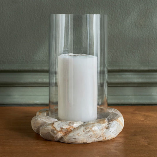 Raha Leopard Marble Hurricane Candleholder - 23 cm