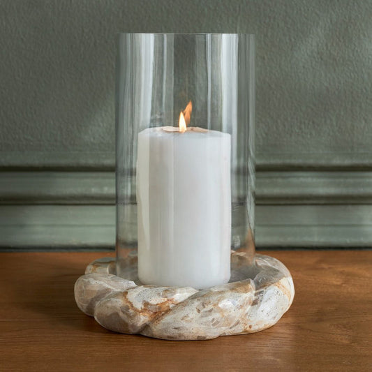 Raha Leopard Marble Hurricane Candleholder - 23 cm