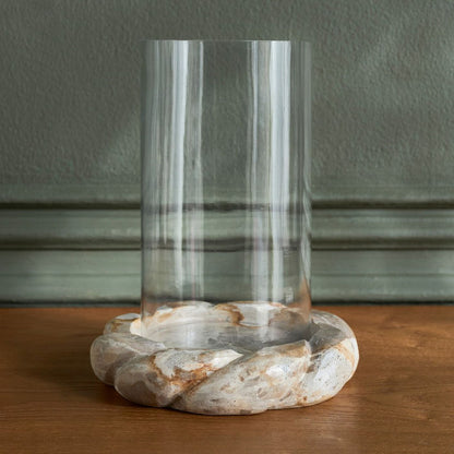 Raha Leopard Marble Hurricane Candleholder - 23 cm