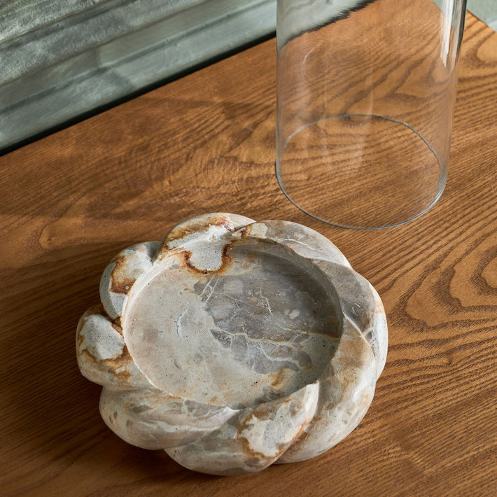 Raha Leopard Marble Hurricane Candleholder - 23 cm