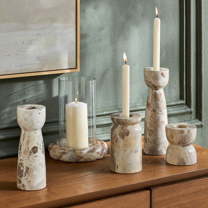 Raha Leopard Marble Hurricane Candleholder - 23 cm