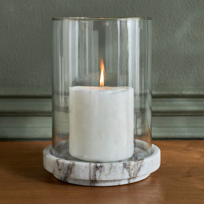 Nouf Voila Marble Hurricane Candleholder - 23 cm