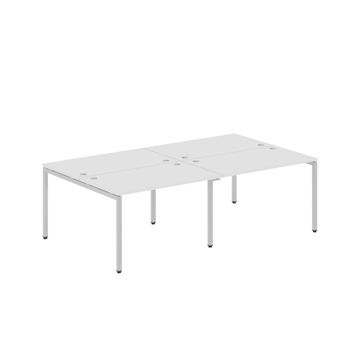 RECTANGULAR SHAPE CLUSTER OF 04 WORKSTATION MADE IN 25MM MFC TOP, E1 LAMINATE CHIPBOARD WITH WOODEN MODESTY PANEL 40X40MM METAL U SHAPE FRAMES