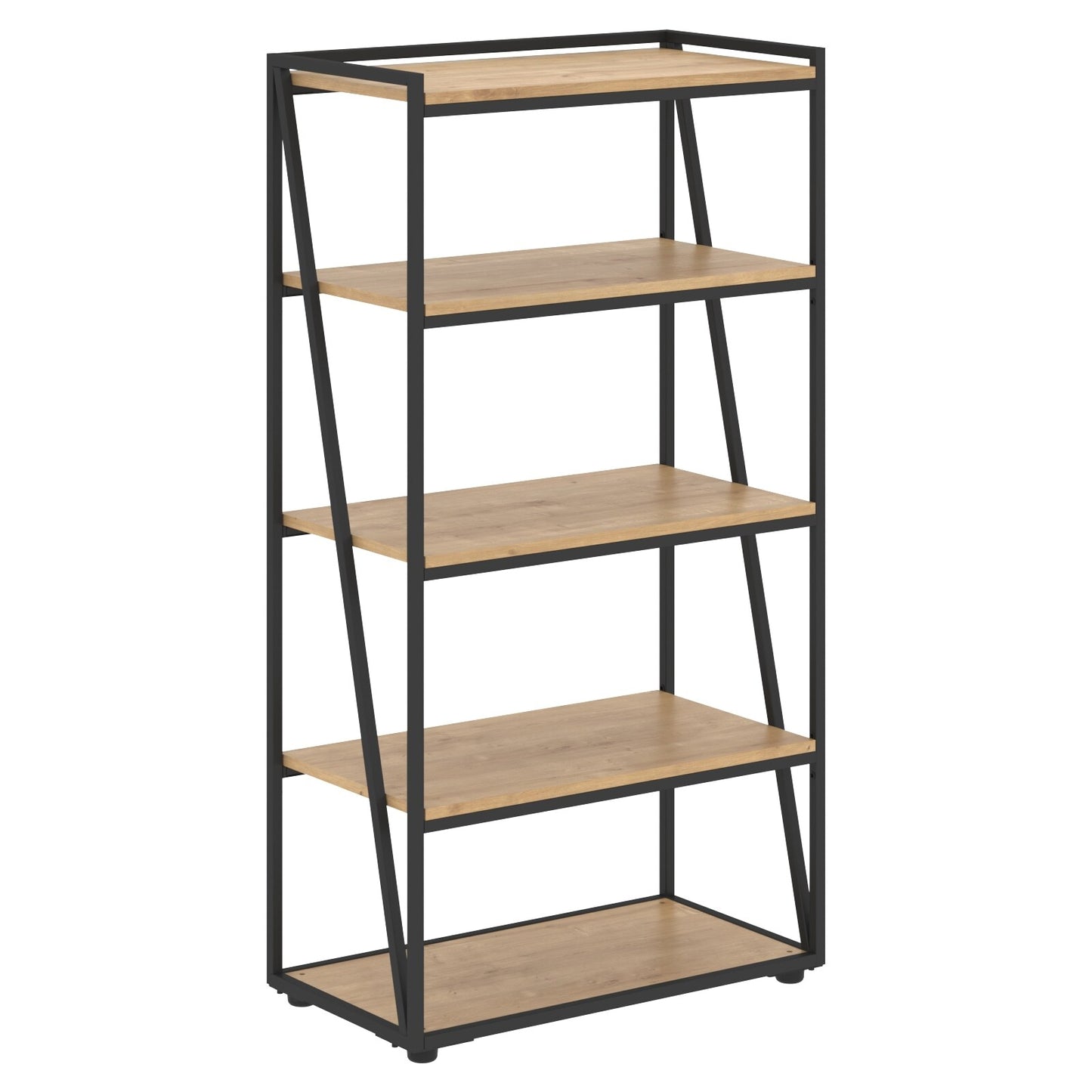 FULL HEIGHT WOODEN OPEN SHELVES WITH METAL FRAMES, MADE IN E1 LAMINATE CHIPBOARD