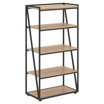 FULL HEIGHT WOODEN OPEN SHELVES WITH METAL FRAMES, MADE IN E1 LAMINATE CHIPBOARD