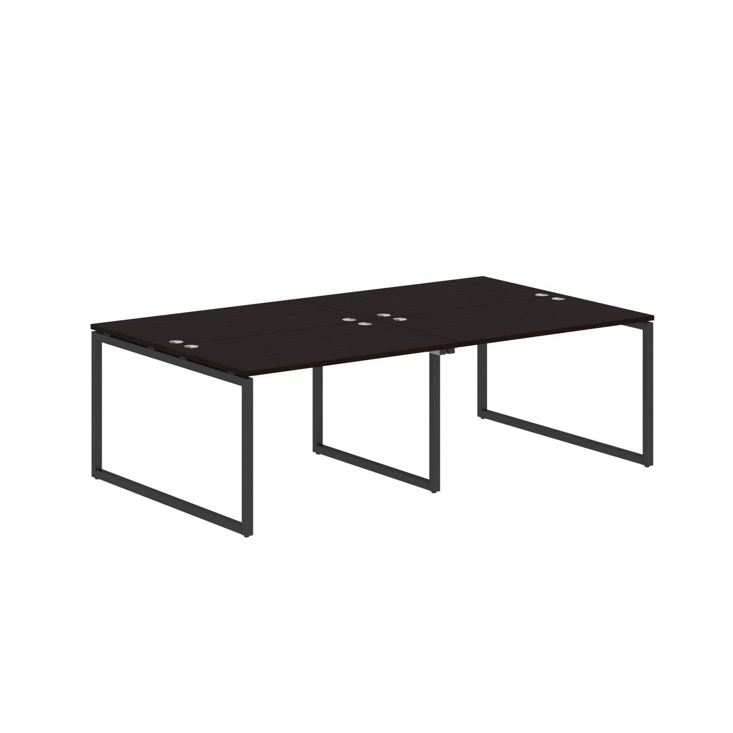 RECTANGULAR SHAPE CLUSTER OF 04 WORKSTATION MADE IN 25MM MFC TOP, E1 LAMINATE CHIPBOARD WITH WOODEN MODESTY PANEL 40X40MM METAL O SHAPE FRAMES