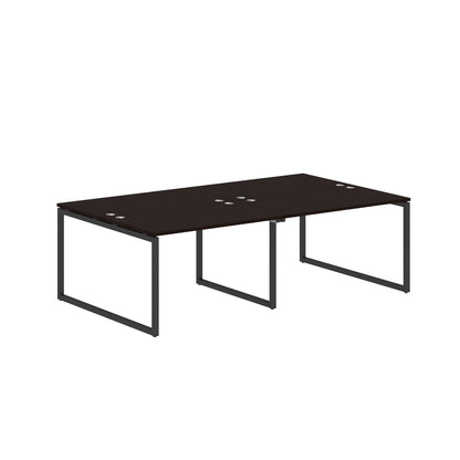 RECTANGULAR SHAPE CLUSTER OF 04 WORKSTATION MADE IN 25MM MFC TOP, E1 LAMINATE CHIPBOARD WITH WOODEN MODESTY PANEL 40X40MM METAL O SHAPE FRAMES