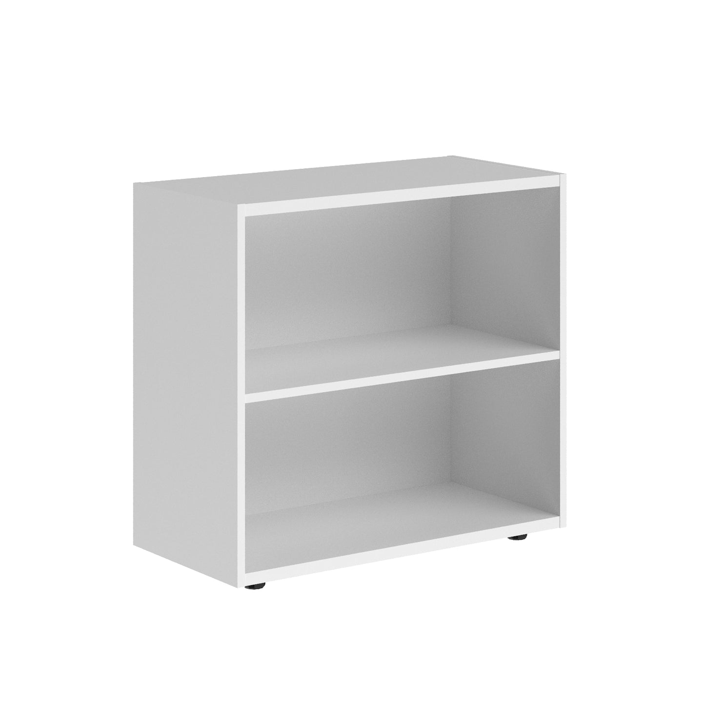 LOW HEIGHT CABINET, MADE IN E1 LAMINATE CHIPBOARD, WITH OPEN SHELVES