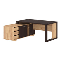 L SHAPE HIGH EXECUTIVE DESK, MADE IN E1 LAMINATE CHIPBOARD WITH 38MM TOP, WITH FULL WOODEN MODESTY PANEL AND LEGS, INCLUDING WITH SIDE DESK, WITH OPEN DOOR AND DRAWERS