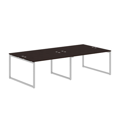 RECTANGULAR SHAPE CLUSTER OF 04 WORKSTATION MADE IN 25MM MFC TOP, E1 LAMINATE CHIPBOARD WITH WOODEN MODESTY PANEL 40X40MM METAL O SHAPE FRAMES