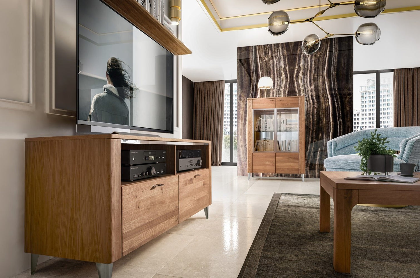 2 drawers TV UNIT - LATINA | Solid Oak Wood by EWOODS | Souqify