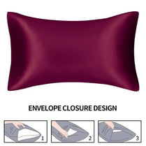 2 Pieces Pillowcases Silky Satin pillow cover set Hair Skin, Burgundy Color. by 5 | Souqify