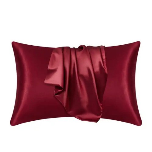 2 Pieces Pillowcases Silky Satin pillow cover set Hair Skin, Burgundy Color. by 5 | Souqify