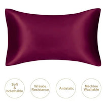 2 Pieces Pillowcases Silky Satin pillow cover set Hair Skin, Burgundy Color. by 5 | Souqify