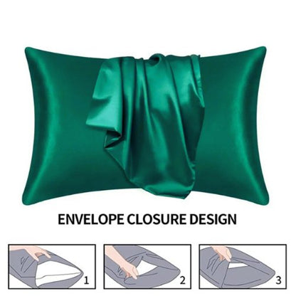 2 Pieces Pillowcases Silky Satin pillow cover set Hair Skin, Green Color. by 5 | Souqify