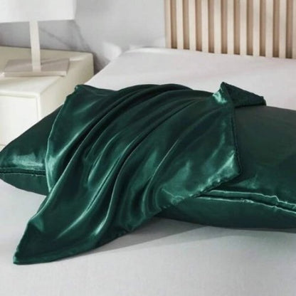 2 Pieces Pillowcases Silky Satin pillow cover set Hair Skin, Green Color. by 5 | Souqify