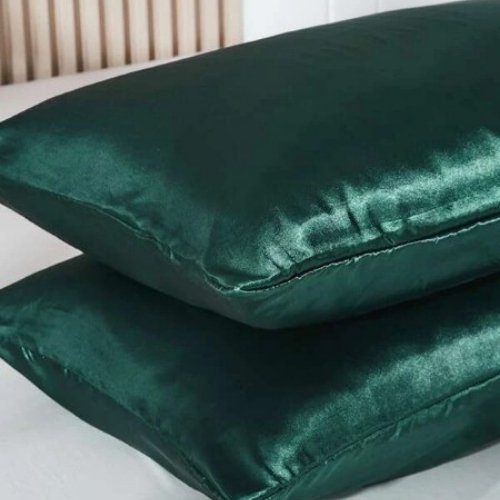 2 Pieces Pillowcases Silky Satin pillow cover set Hair Skin, Green Color. by 5 | Souqify