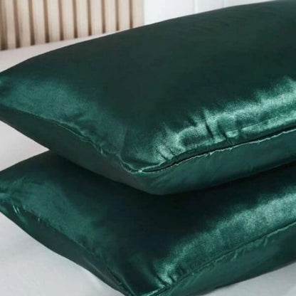 2 Pieces Pillowcases Silky Satin pillow cover set Hair Skin, Green Color. by 5 | Souqify